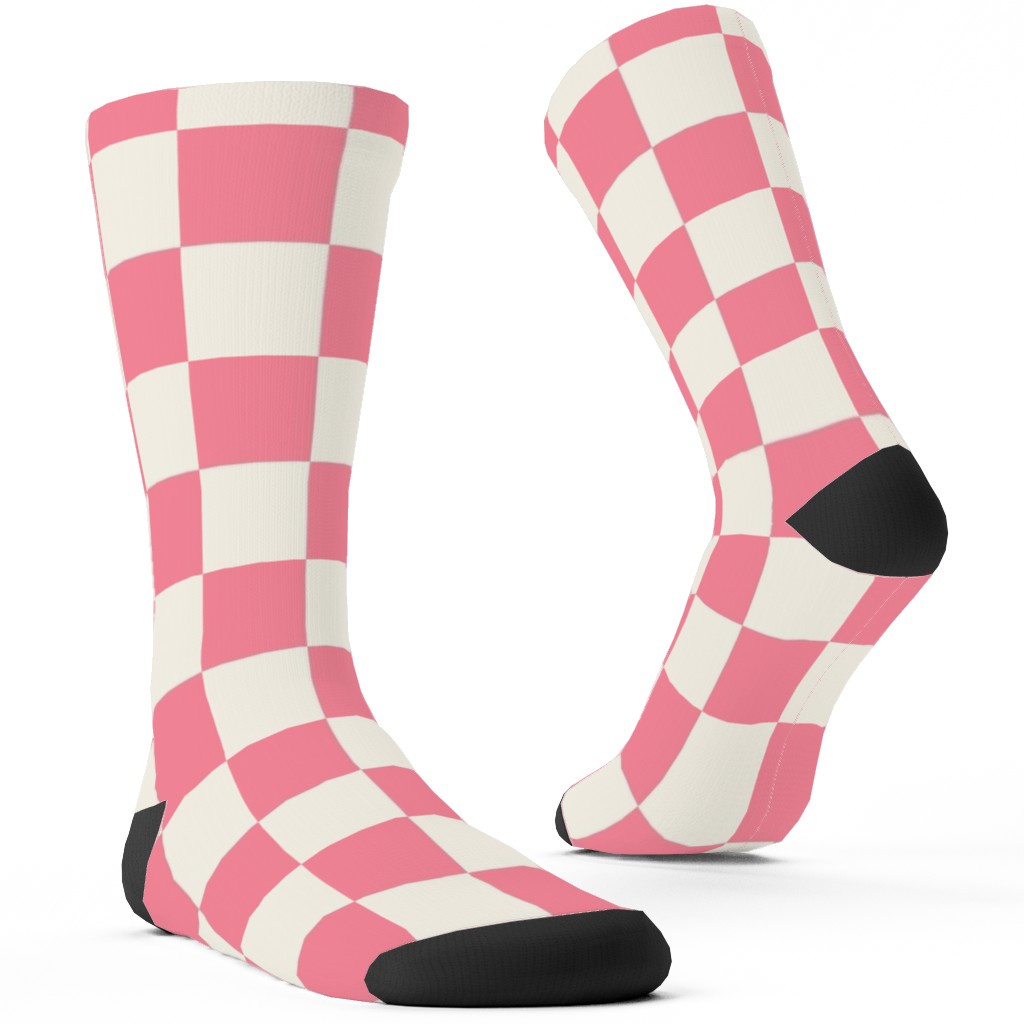 Checkered Pattern Pink Custom Socks Shutterfly