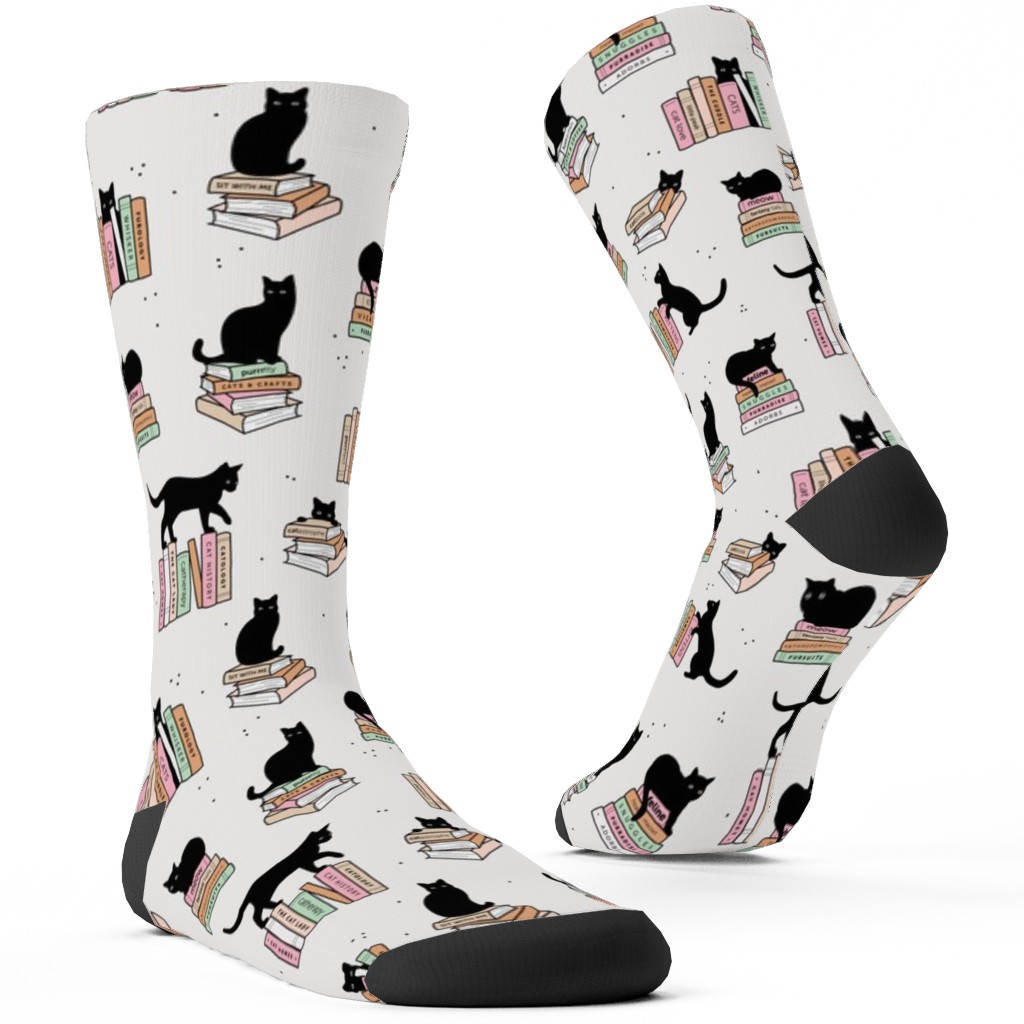 Cats and Books Custom Socks, White