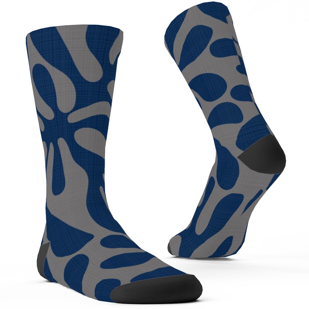 Block Print Texture Custom Socks, Blue