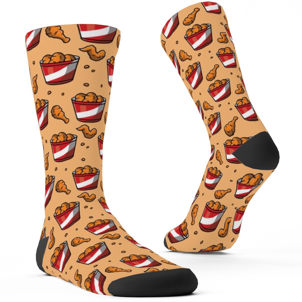 Fried Chicken Bucket Custom Socks, Orange