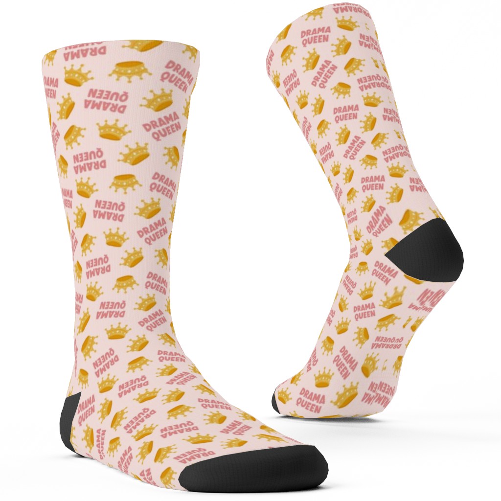 Drama Queen - Pink Custom Socks, Pink