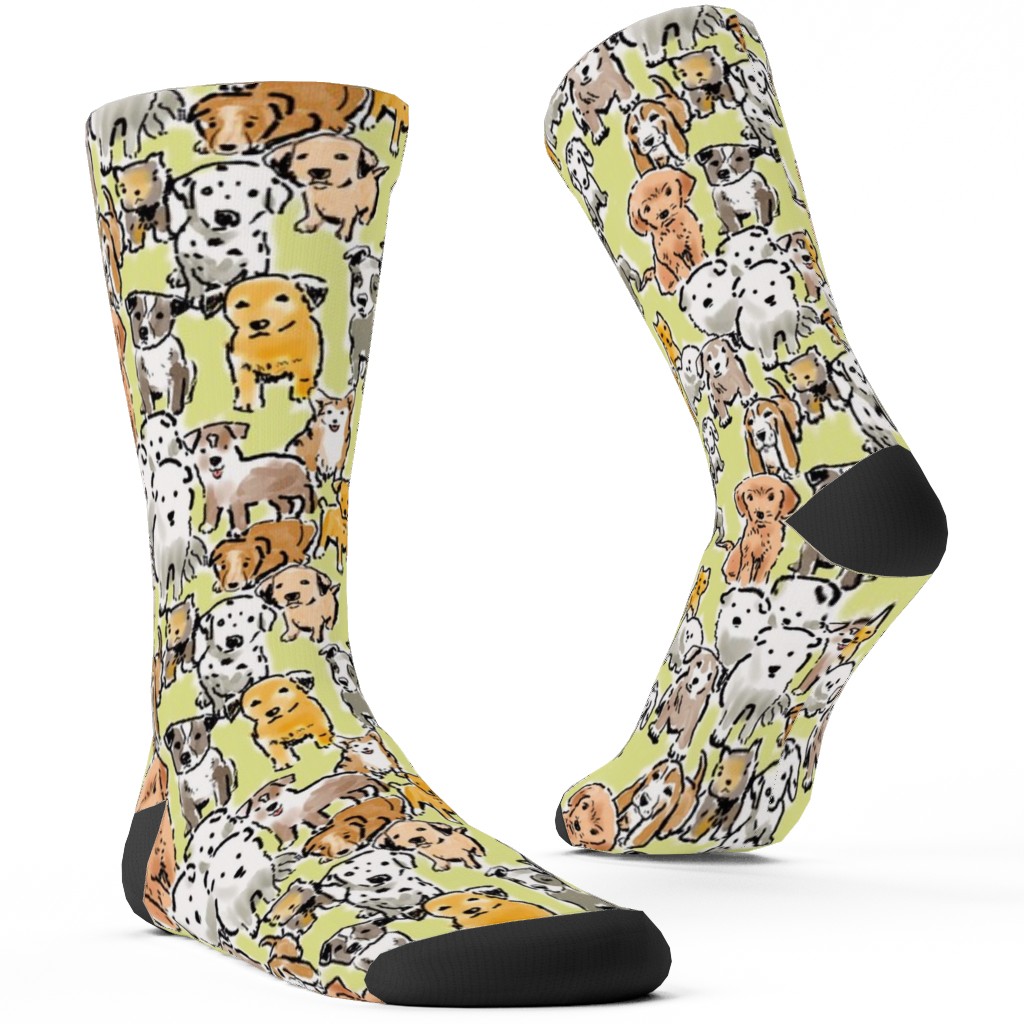 Puppies Custom Socks, Yellow, Canary