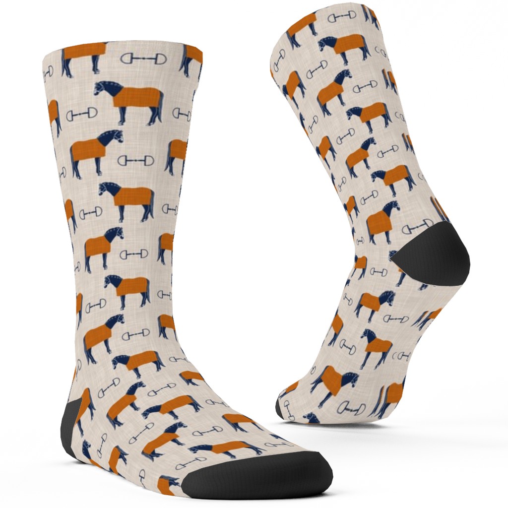 Blankets and Bits - Cream and Brown Custom Socks, Beige, Pearl