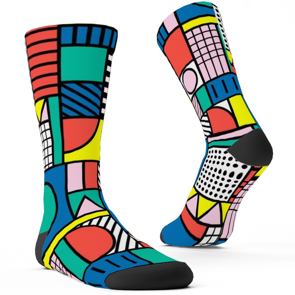 Memphis Color Block Custom Socks, Multicolor