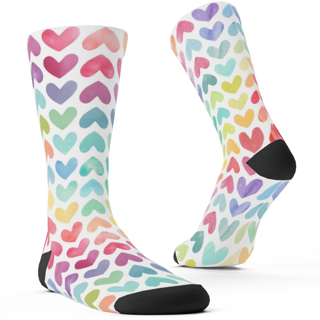 Rainbow Hearts - Multi Custom Socks, Multicolor