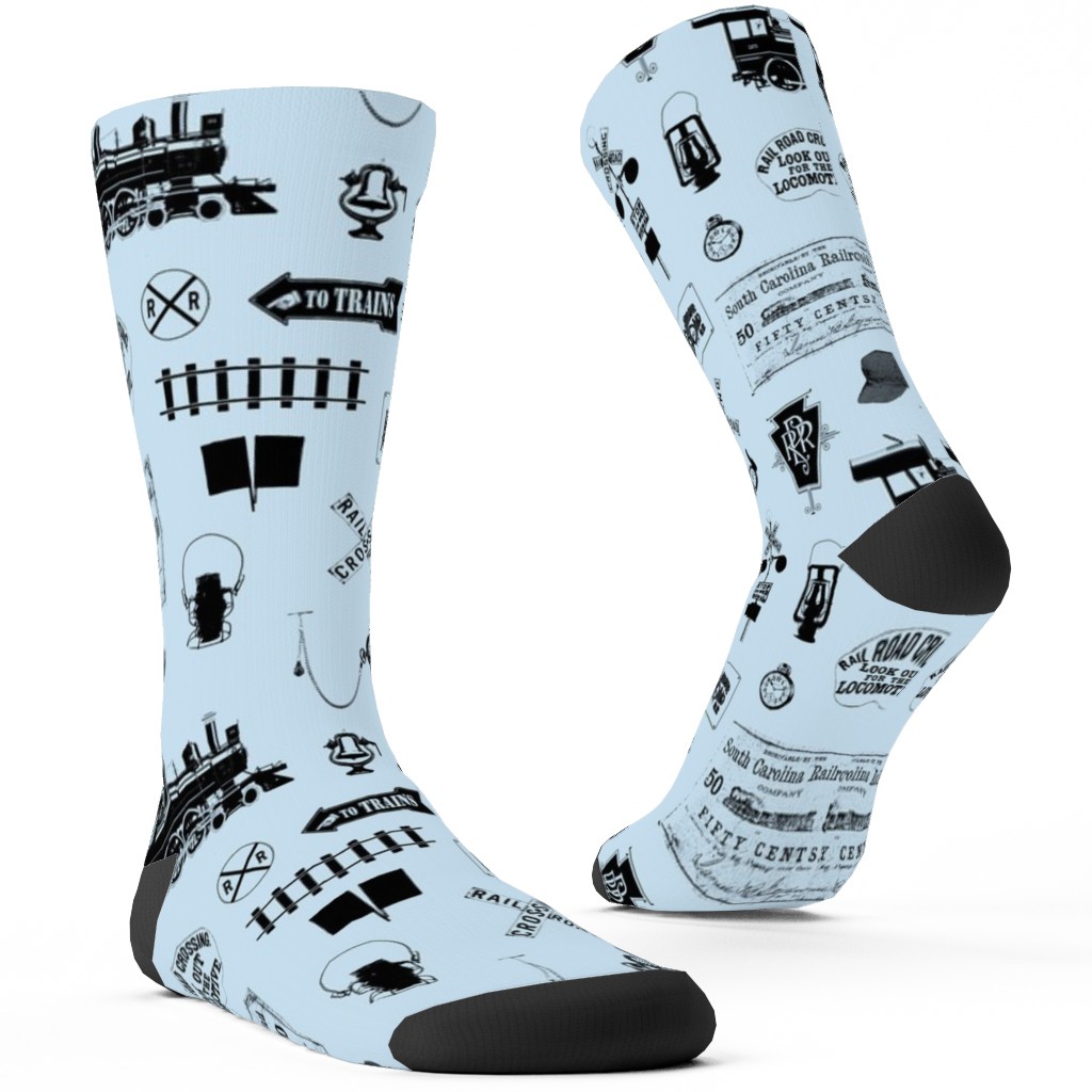 Railroad Custom Socks, Blue