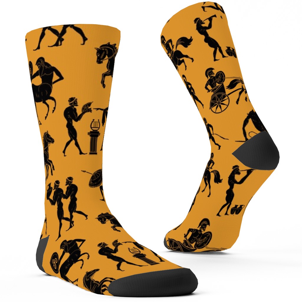 Greek Figures Custom Socks, Orange, Satsuma
