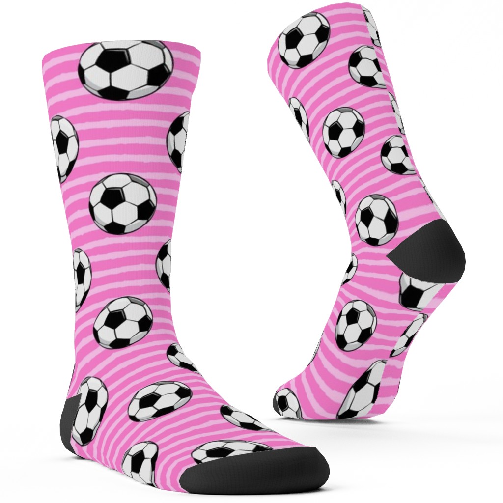 Soccer Balls Custom Socks, Pink