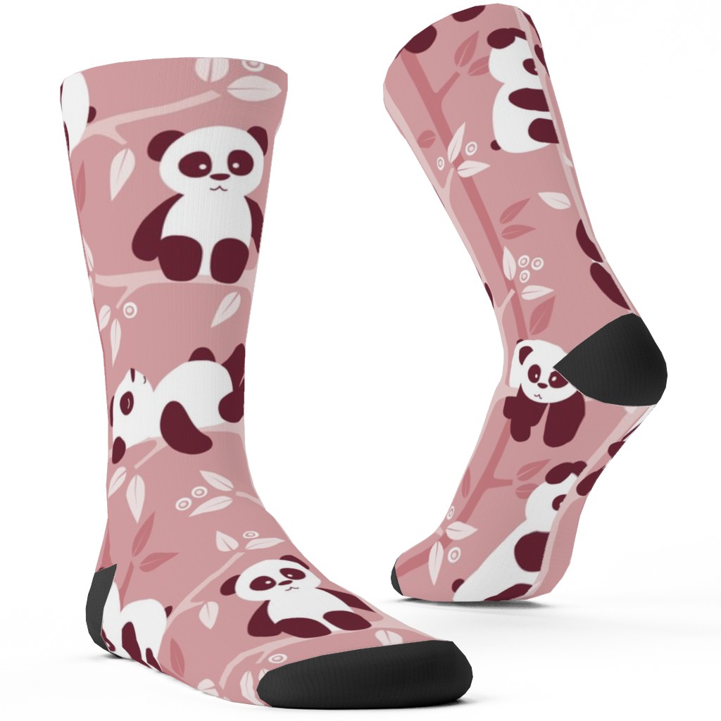 Pandas and Bamboo Custom Socks, Pink