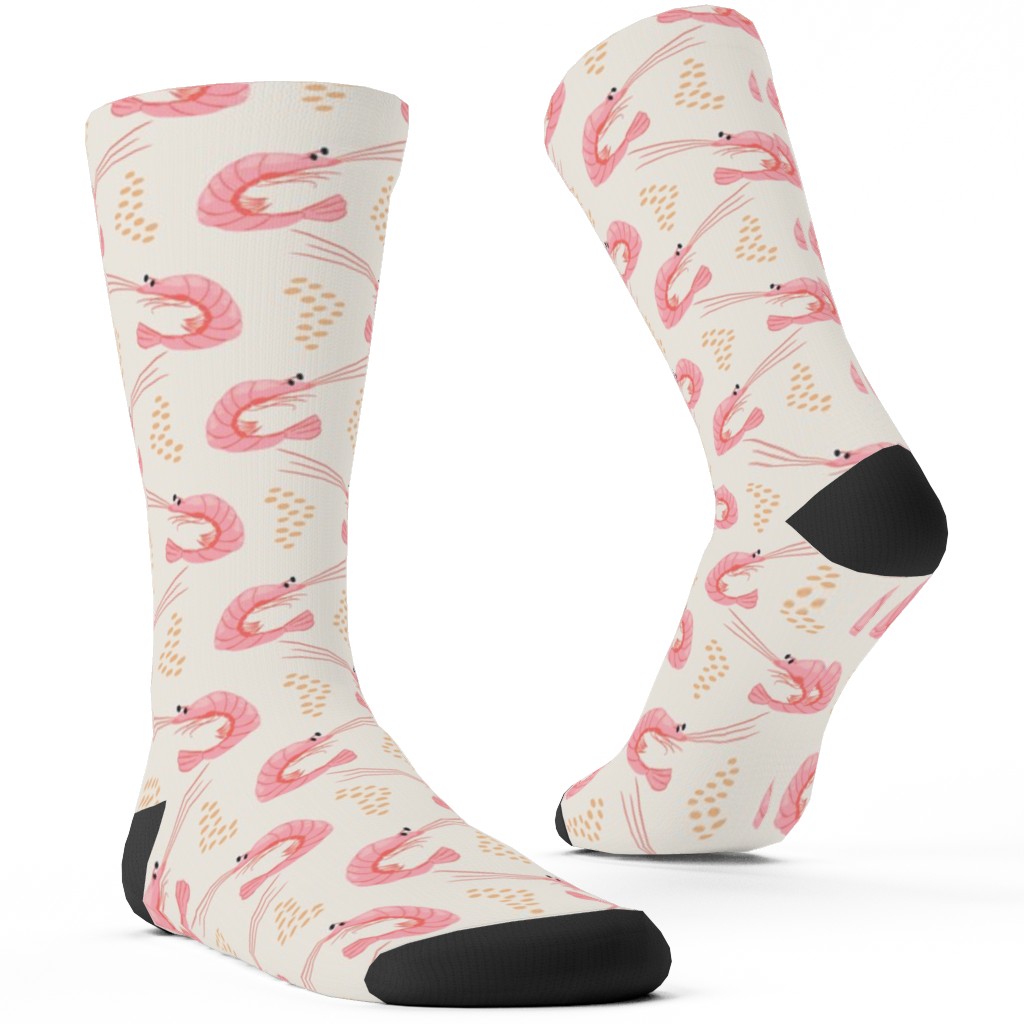 Zigzag Shrimps - Pink Custom Socks, Pink