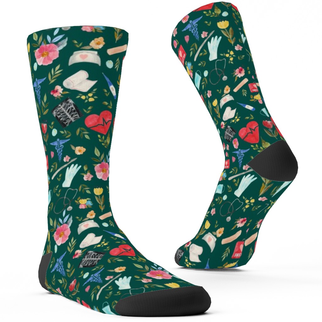 Love To Care Custom Socks, Green, Deep Sea
