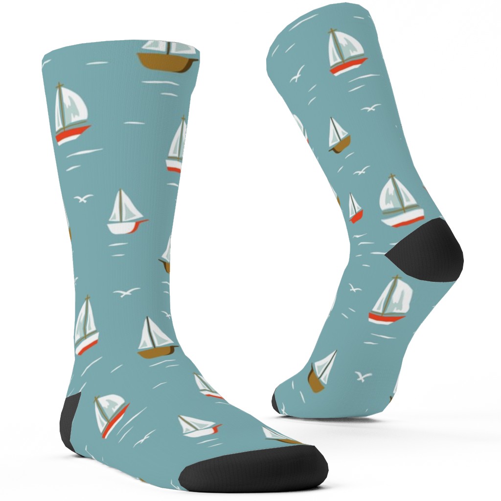 Sailboats Custom Socks, Blue