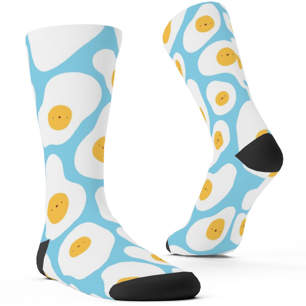 Cute Fried Eggs - Blue Custom Socks, Blue