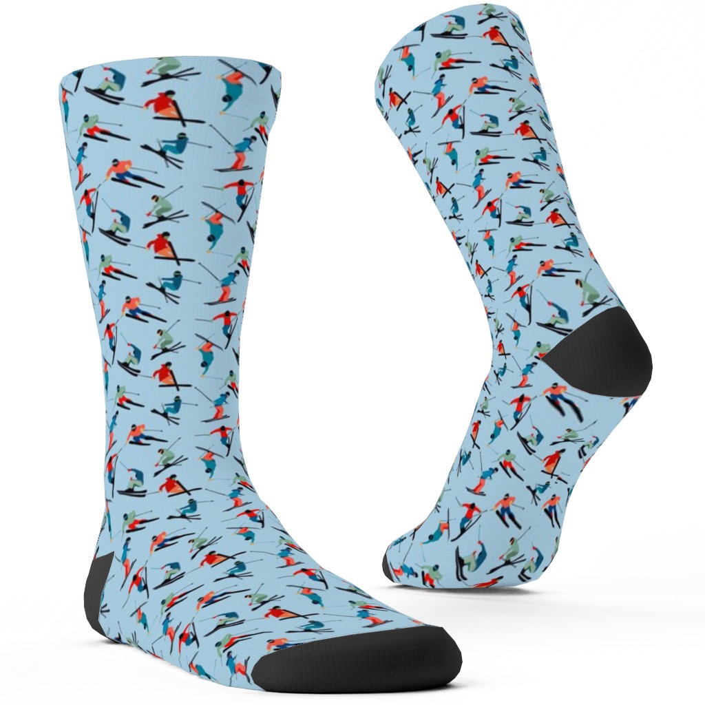 Alpine Skiers - Multicolor Custom Socks, Blue