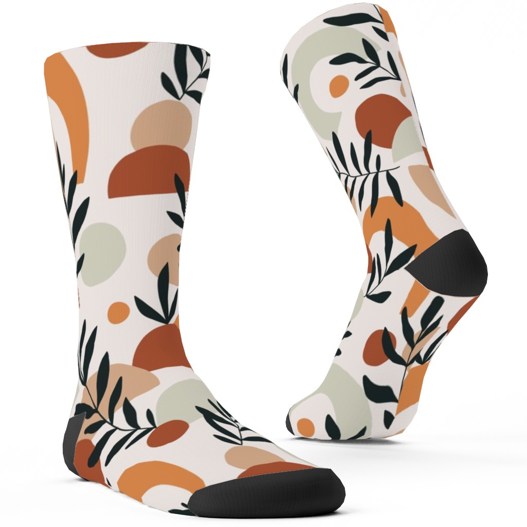 Tropical Leaves and Geometry - Multi Custom Socks, Multicolor