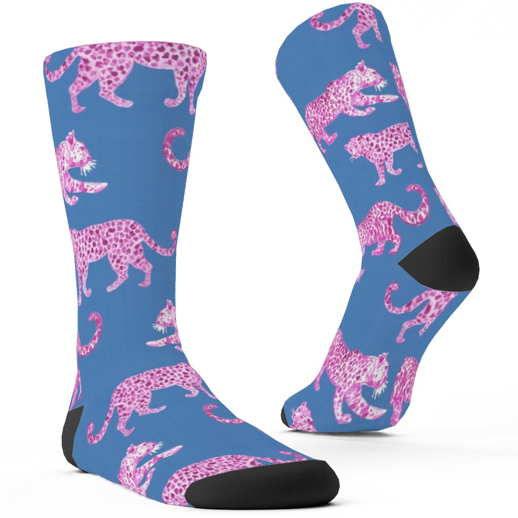 Leopard Parade Custom Socks, Blue
