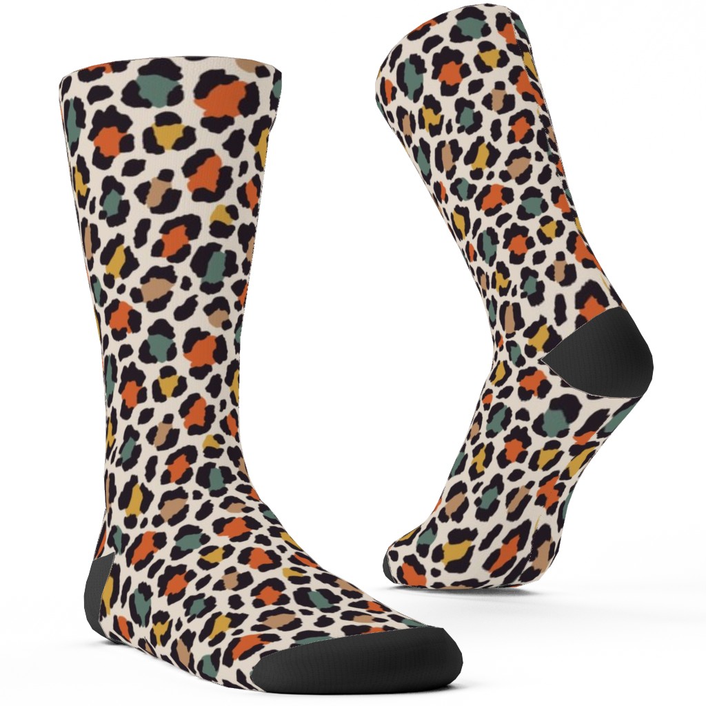 Colored Leopard Print - Mulit Custom Socks, Multicolor
