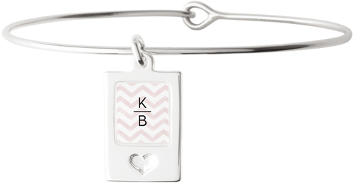 Vertical Monogram Heart Sterling Silver Charm Bracelet, Heart, Multicolor