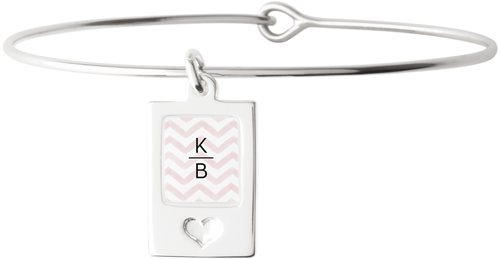 Locket Necklaces: Monogram Trio, Rose Gold, Heart, Engraved Front, Gray by Shutterfly