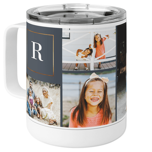 Classic Frame Monogram Stainless Steel Mug, 10oz, Gray, gray