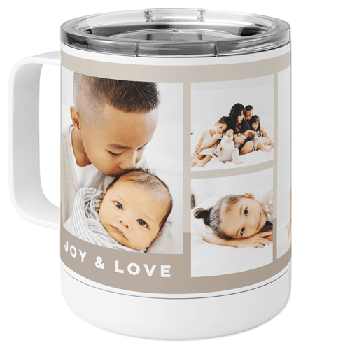 Joy Love Colorblock Stainless Steel Mug, 10oz, Beige