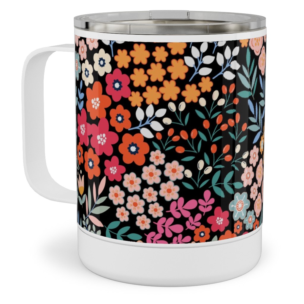 Summer Flower Stainless Steel Mug, 10oz, Multicolor