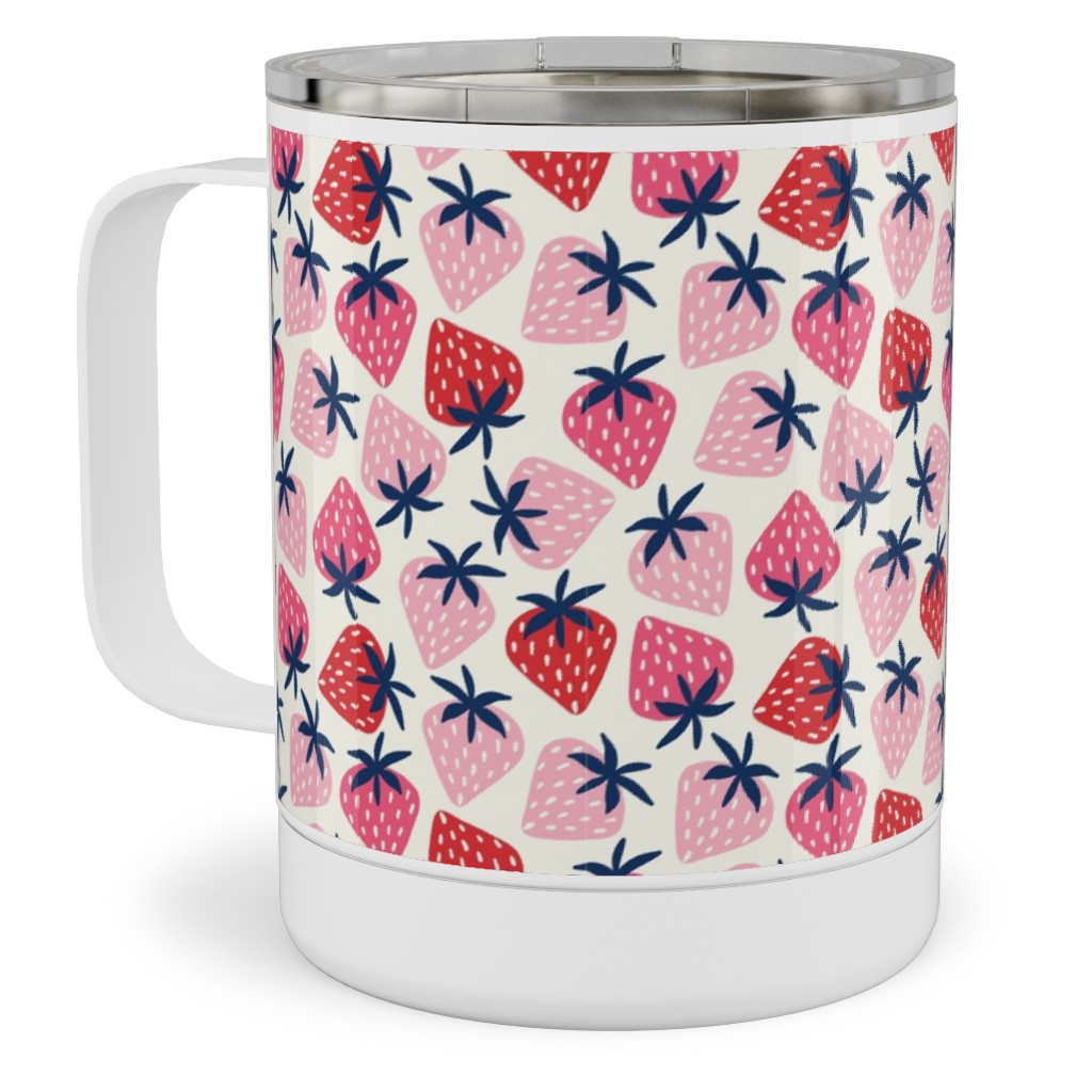 Strawberries - Pink and Red Stainless Steel Mug, 10oz, Pink