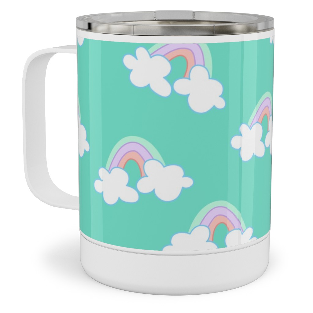 Nicola Unicorn Rainbows Stainless Steel Mug, 10oz, Green, Boardwalk