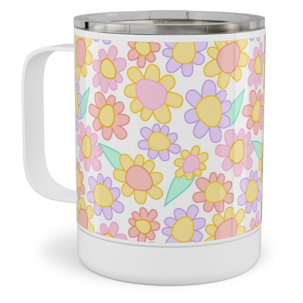 Nicola Unicorn Flowers Stainless Steel Mug, 10oz, Multicolor