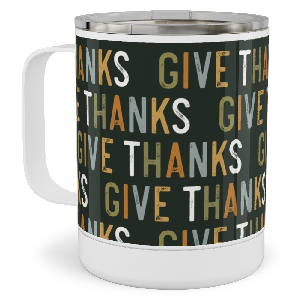 Give Thanks Stainless Steel Mug, 10oz, Green, Kale