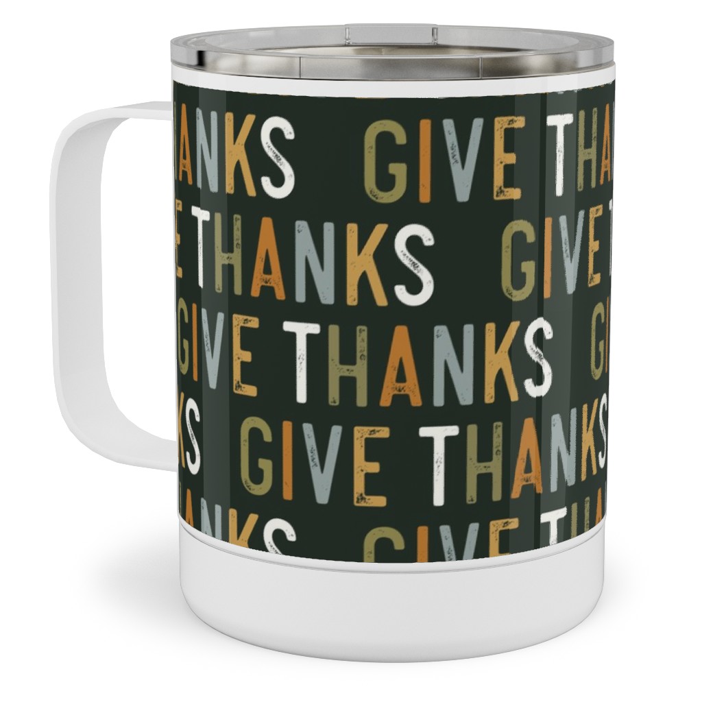 Give Thanks Stainless Steel Mug, 10oz, Green