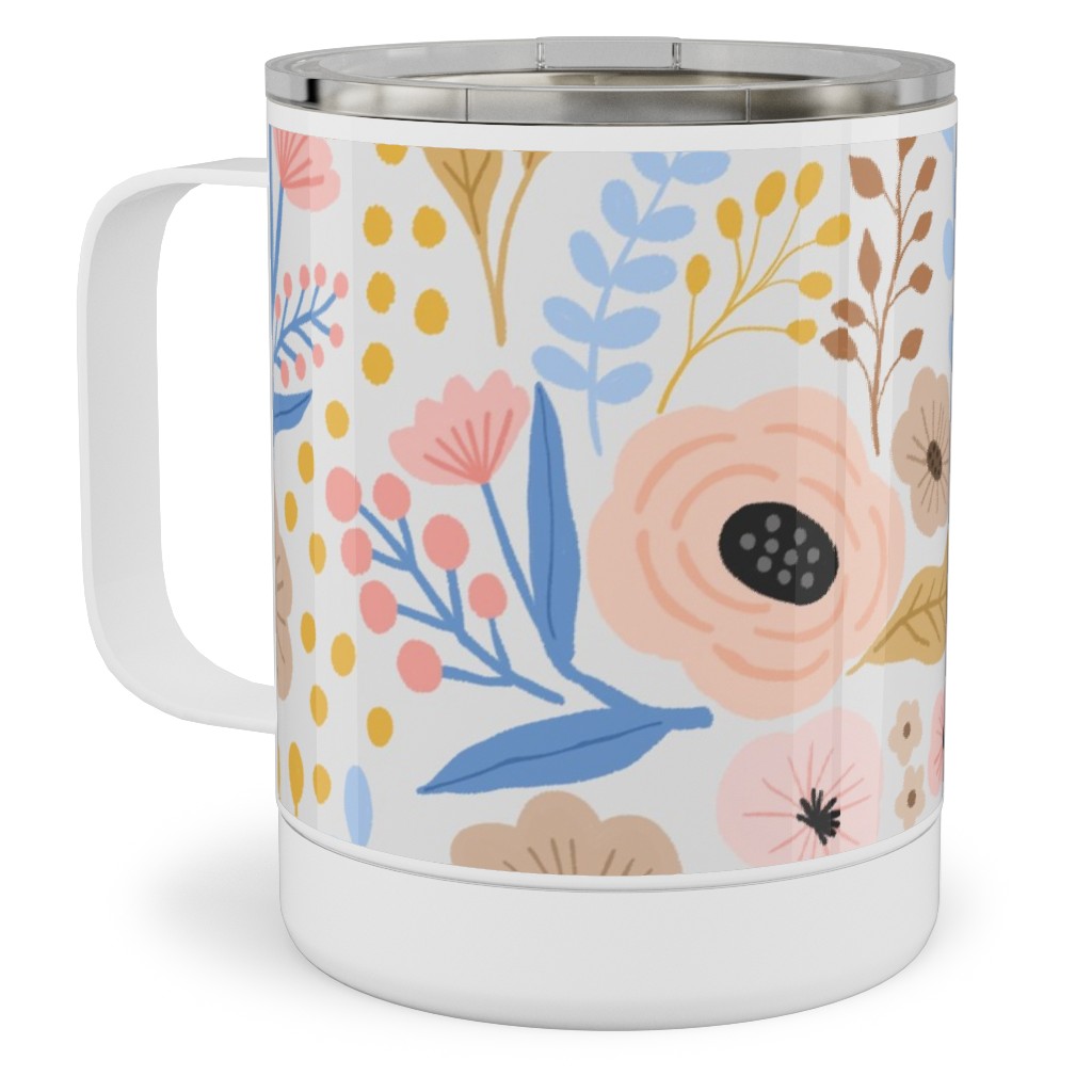 Sephira Meadows - Light Pink Stainless Steel Mug, 10oz, Pink, Bright Pink