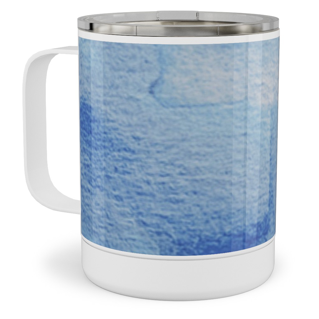 Watercolor Rorscharch - Blue Stainless Steel Mug, 10oz, Blue