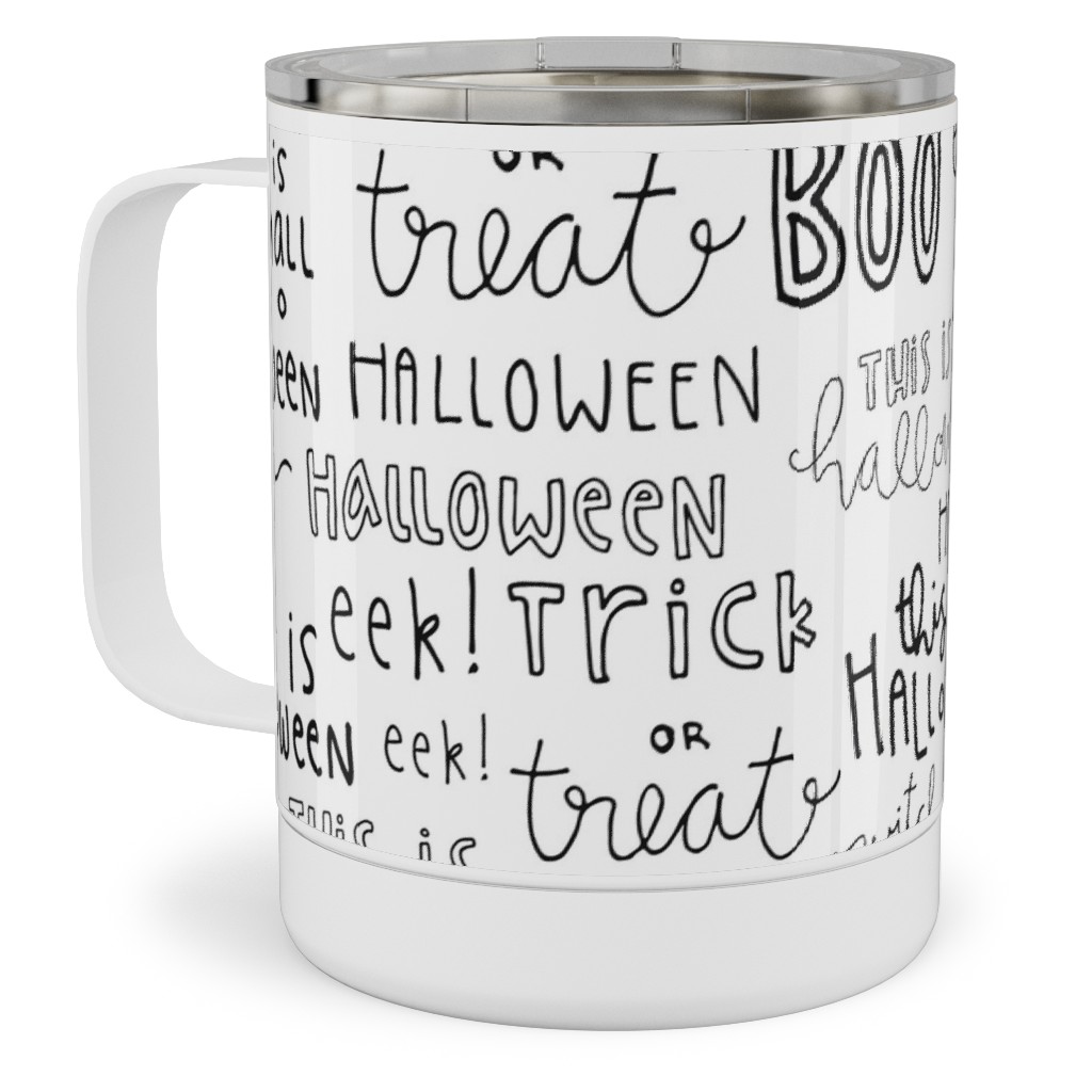 Halloween Words - White Stainless Steel Mug, 10oz, White, White