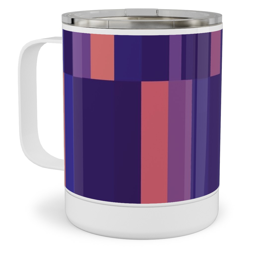 Stipe and Square - Dark Stainless Steel Mug, 10oz, Purple, Purple