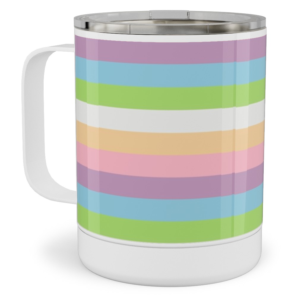 Multi Colored Stripes - Pastel Stainless Steel Mug, 10oz, Multicolor