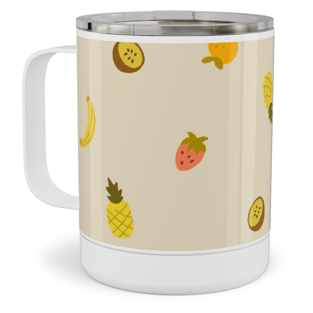 Tropical Fruit - Yellow Stainless Steel Mug, 10oz, Yellow