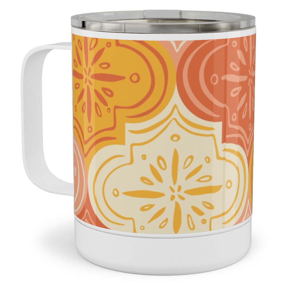 Arabesque - Warm Stainless Steel Mug, 10oz, Orange