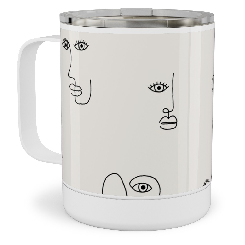Minimalist Feminist Faces - Line Drawing Stainless Steel Wide Mouth Water  Bottle
