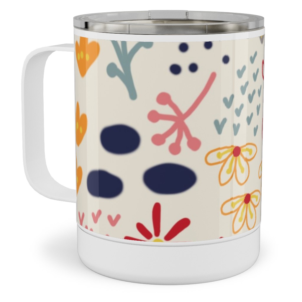 Summer Floral - Light Stainless Steel Mug, 10oz, Multicolor