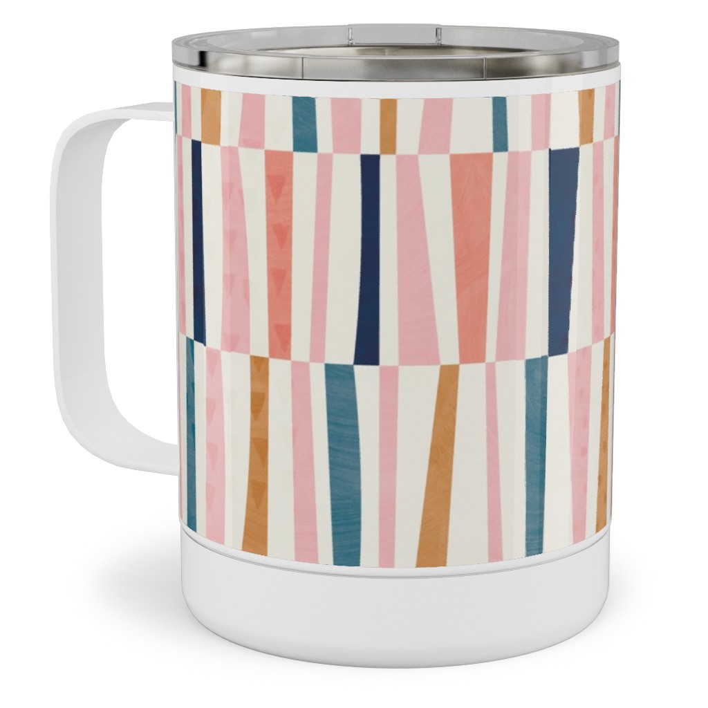 Patchwork Stripes - Multi Stainless Steel Mug, 10oz, Multicolor