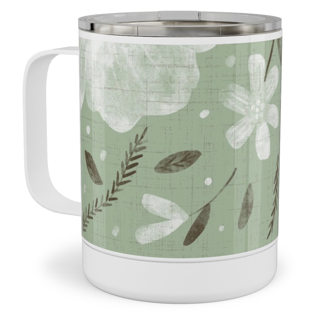 Charlotte Floral - Sage Stainless Steel Mug, 10oz, Green