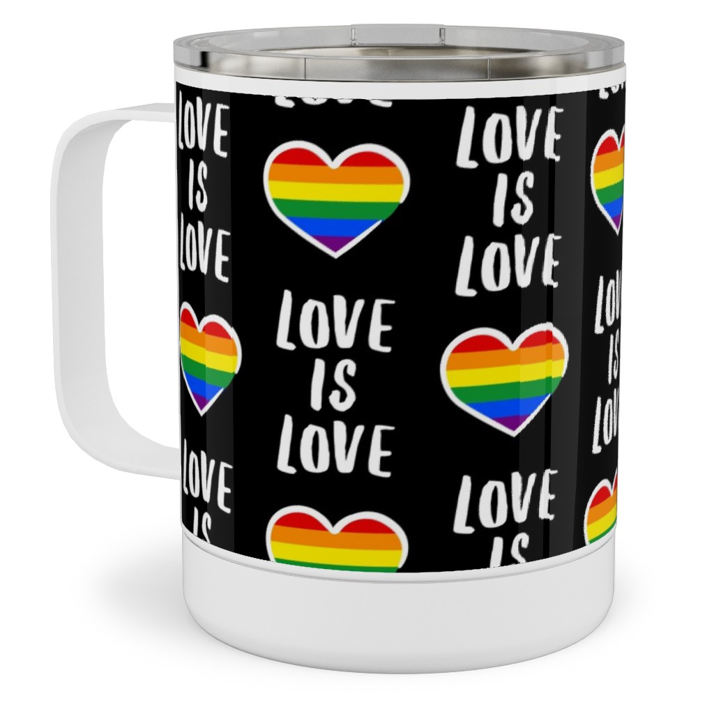 Love Is Love - Black Stainless Steel Mug, 10oz, Multicolor