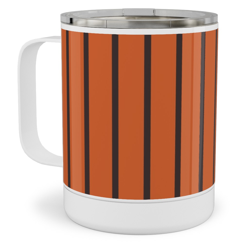 Halloween Stripes Stainless Steel Mug, 10oz, Orange