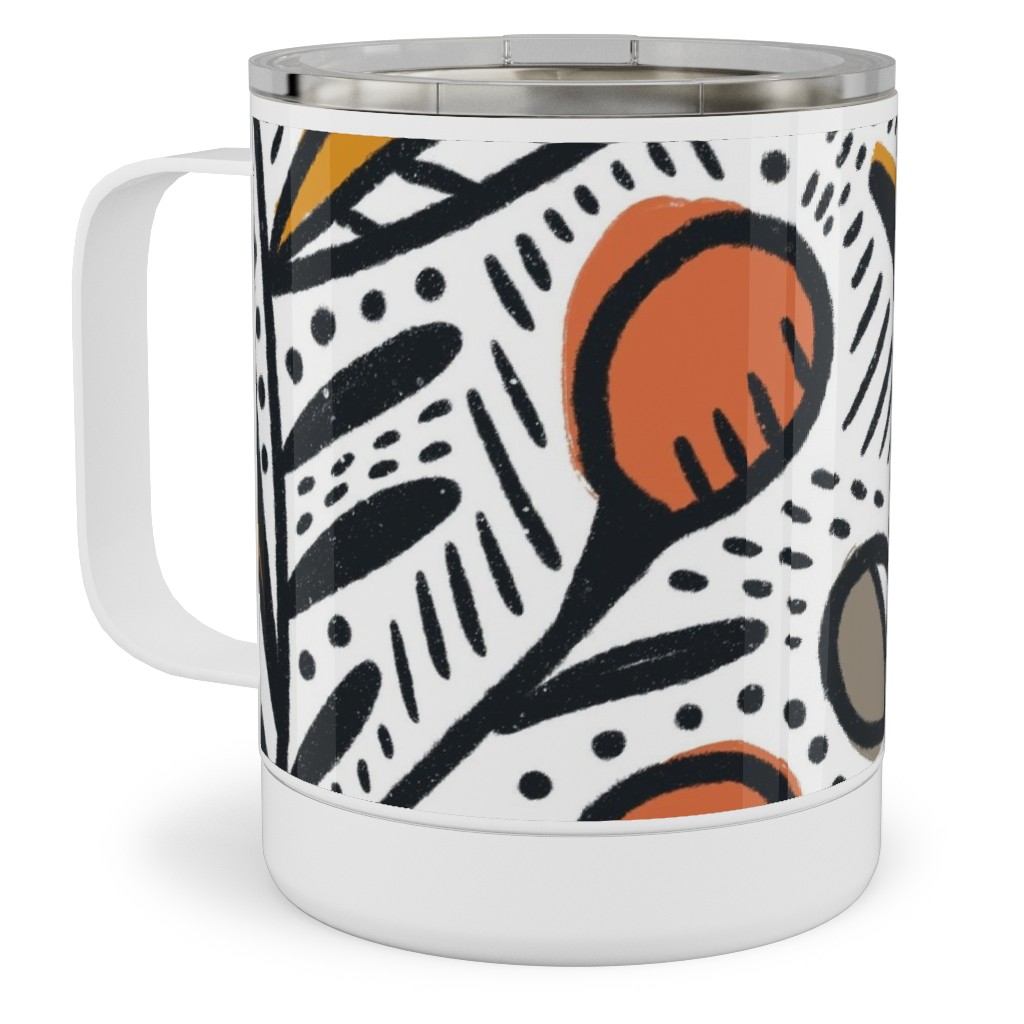 Rosa - Gold and Red Stainless Steel Mug, 10oz, Multicolor