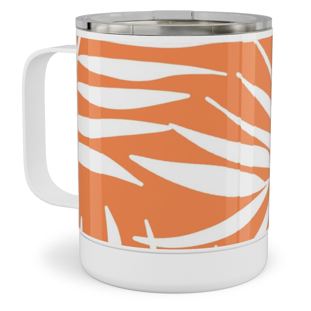 Palm Tree Leaves Stainless Steel Mug, 10oz, Orange