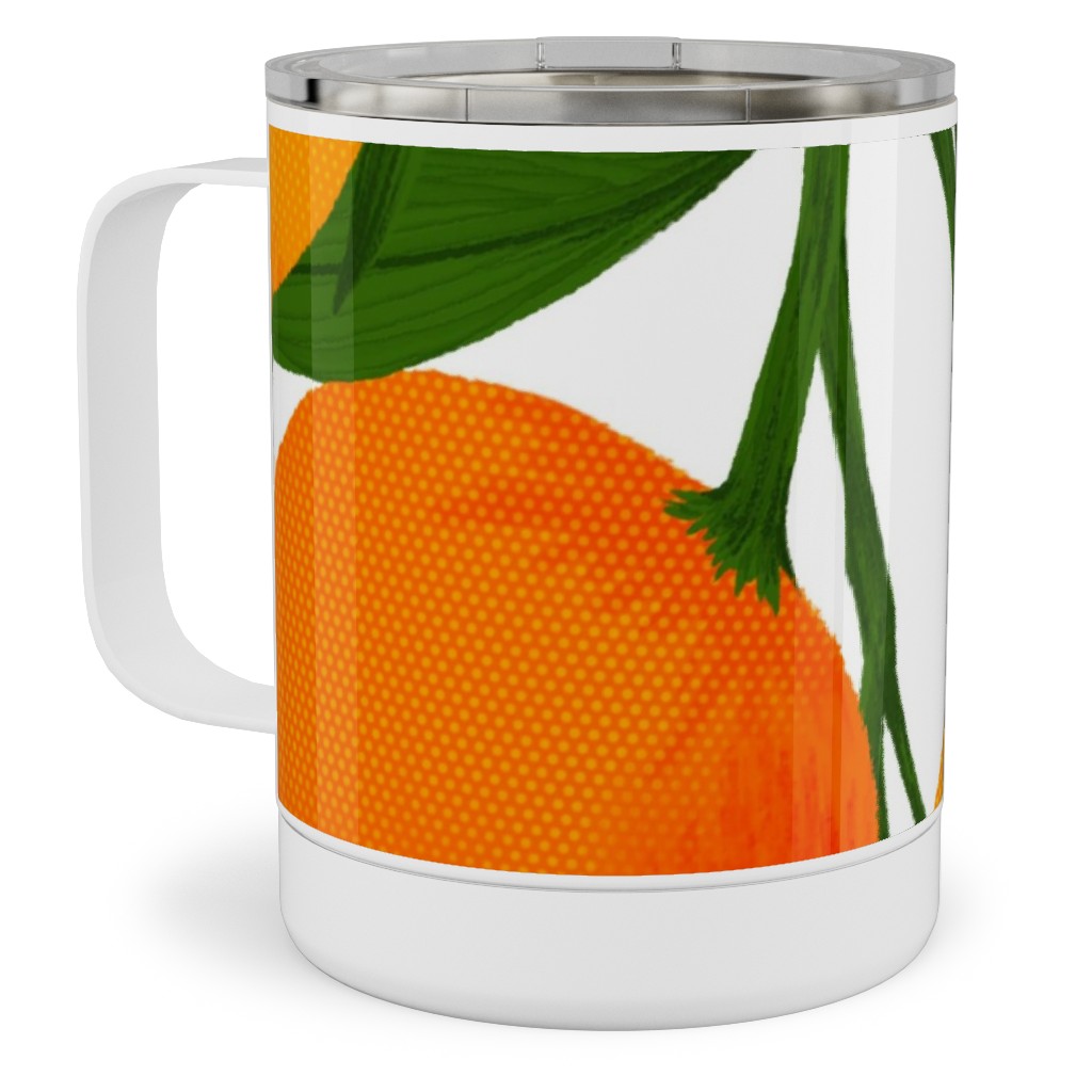 Tangerine Dreams - Orange on White Stainless Steel Mug, 10oz, Orange, Orange