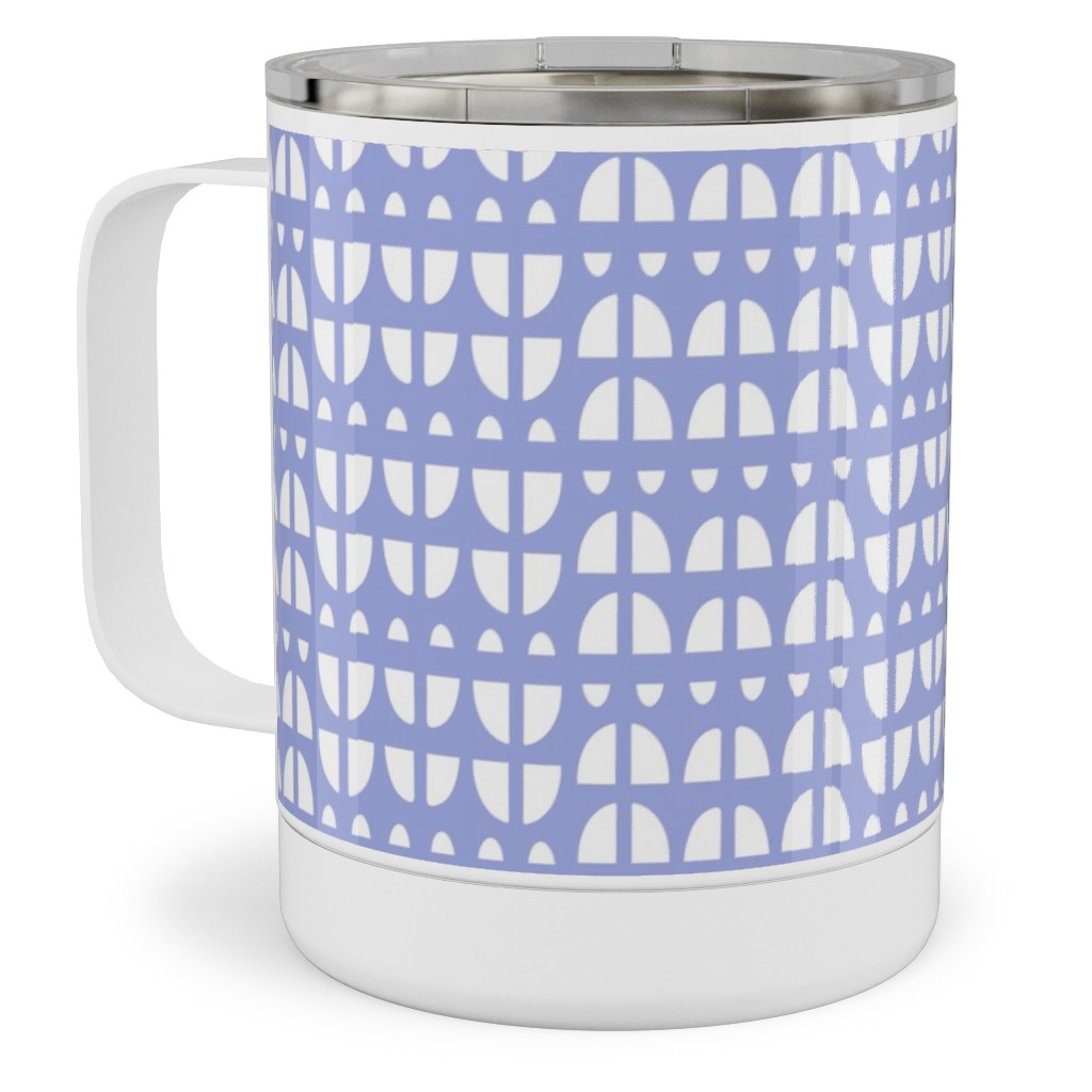 Geometric - Blue Stainless Steel Mug, 10oz, Blue, True Blue