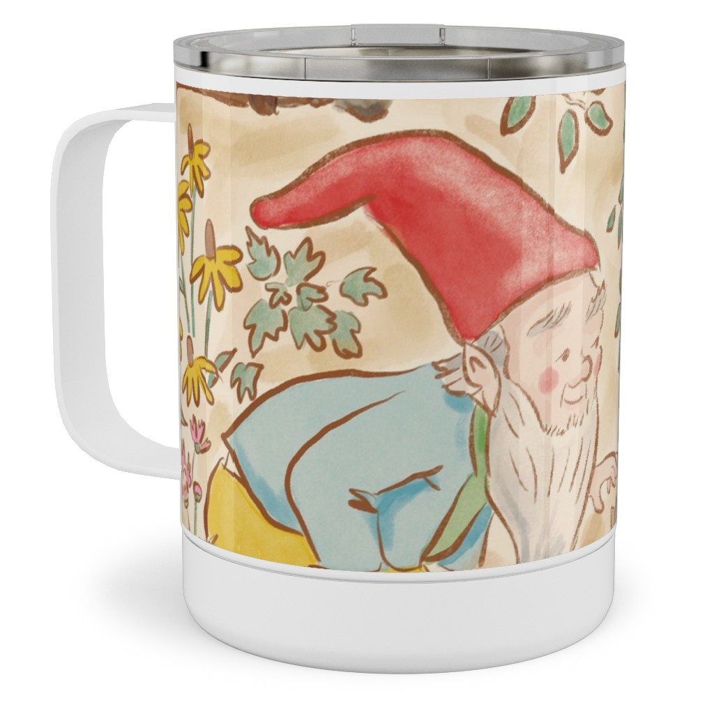 Woodland Gnomes - Multi Stainless Steel Mug, 10oz, Beige, Pearl
