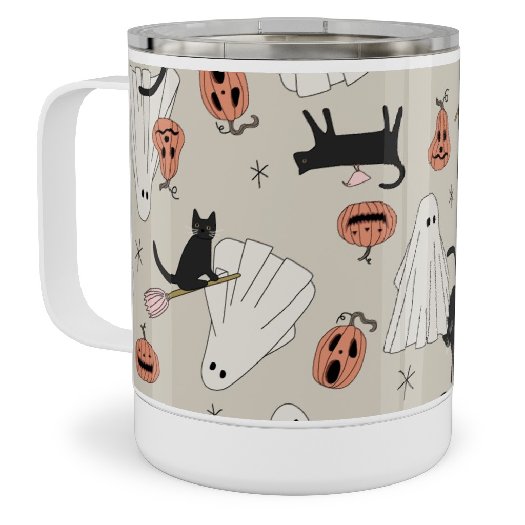 Spooky Halloween Stainless Steel Mug, 10oz, Beige